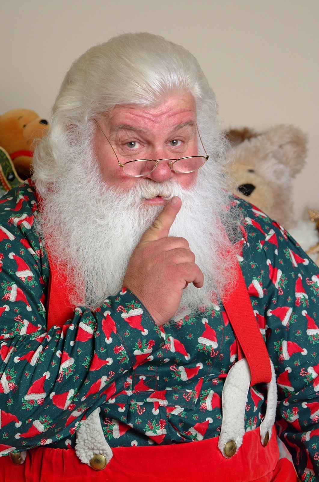 Santa posing for a seasonal photography program