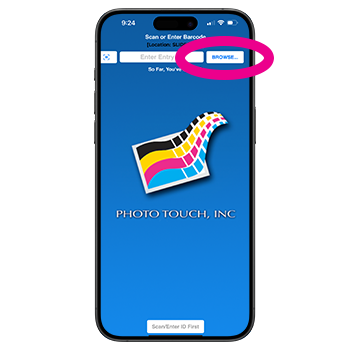 Browse button in the PhotoTouch Photo Party app